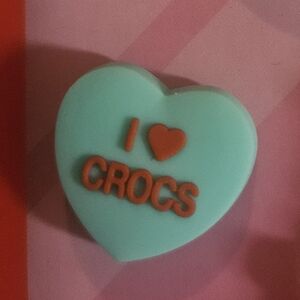 CROCS Heart Jibbitz Charm in Mint with Red Accents